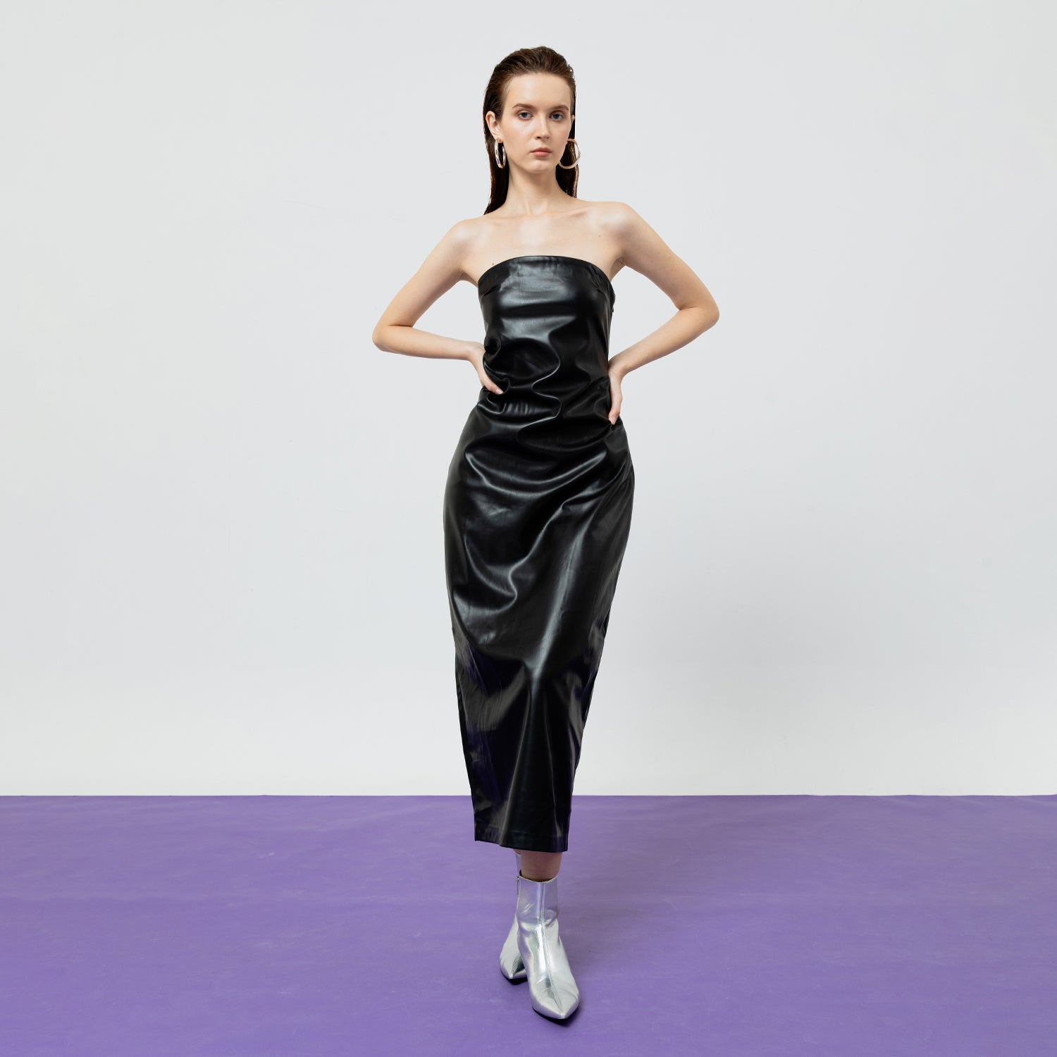 SIENNA BLACK LEATHER TUBE MIDI DRESS – ATS THE LABEL