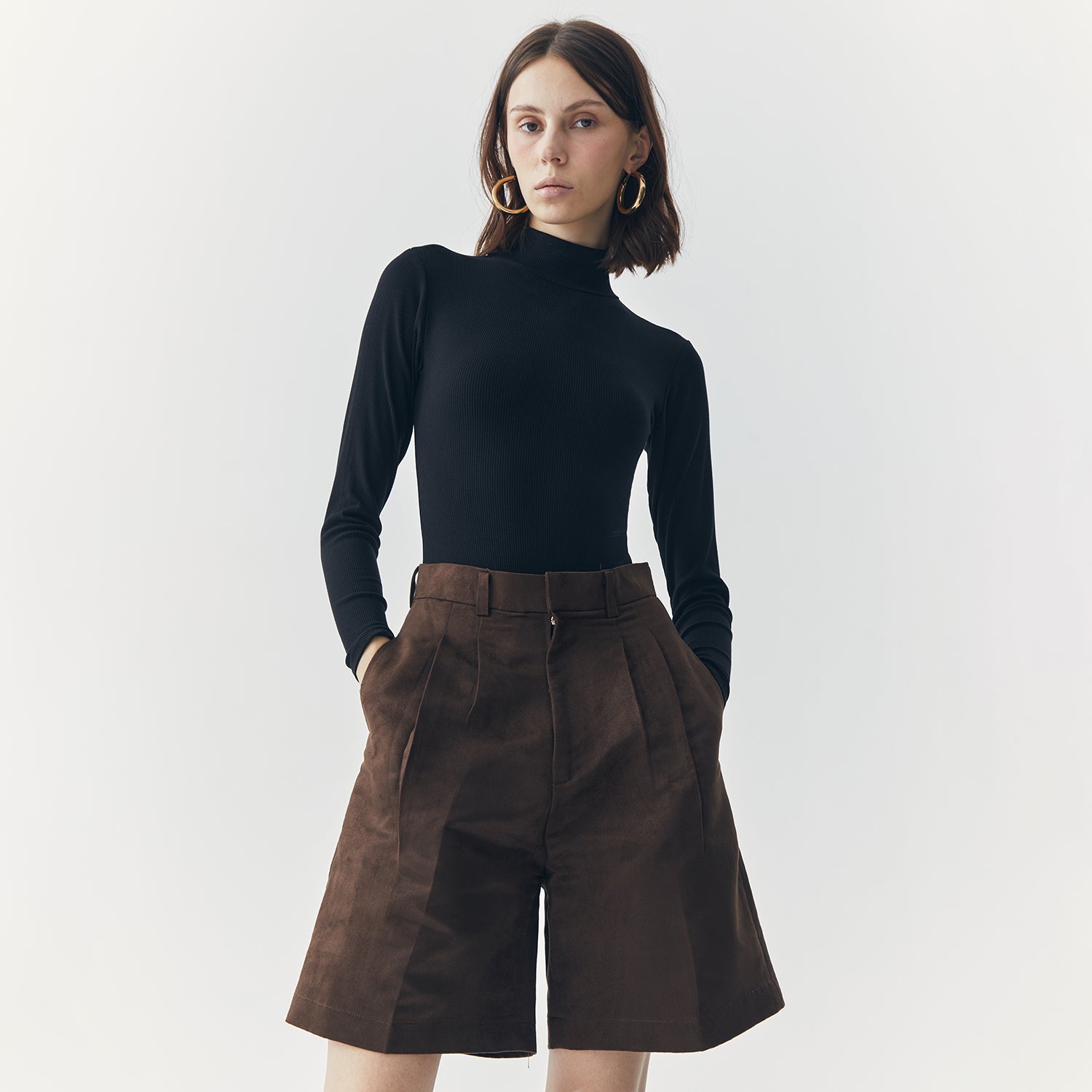 JETT SUEDE BROWN BERMUDA SHORTS PANTS