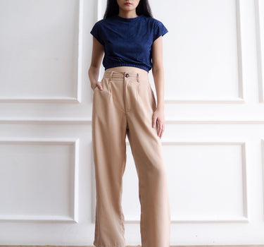 LUNE NAVY SUEDE CROPPED TOP