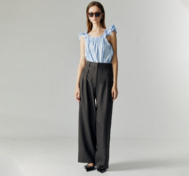 ALORA CHARCOAL DOUBLE BELTED PANTS (PRE-ORDER)