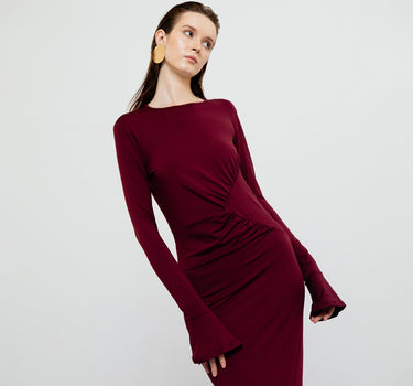 SERENA MAROON BODYCON MAXI DRESS