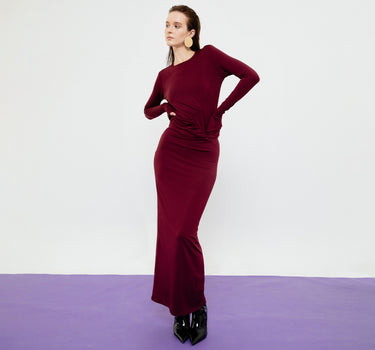 SERENA MAROON BODYCON MAXI DRESS