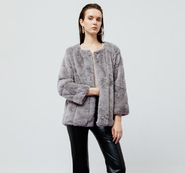 SERAPHINE GREY FAUX FUR JACKET OUTERWEAR