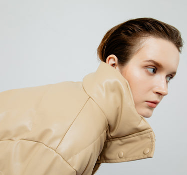 LYRA QUILTED CREME LEATHER JACKET