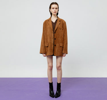 LENNOX BROWN SUEDE BLAZER JACKET (PRE-ORDER)