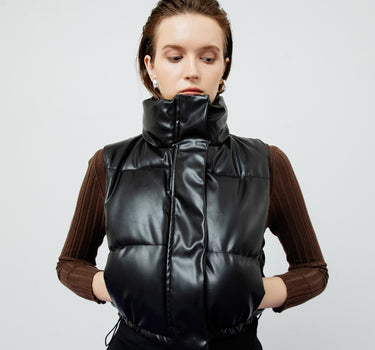 RILEY QUILTED BLACK LEATHER VEST