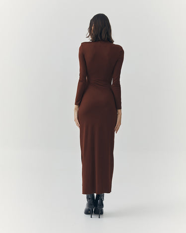 EVANGELINE BROWN TURTLENECK MAXI DRESS ATS THE LABEL EVANGELINE BROWN TURTLENECK MAXI DRESS ATS THE LABEL