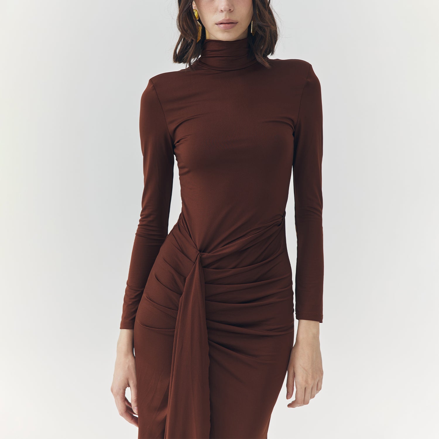 EVANGELINE BROWN TURTLENECK MAXI DRESS ATS THE LABEL EVANGELINE BROWN TURTLENECK MAXI DRESS ATS THE LABEL