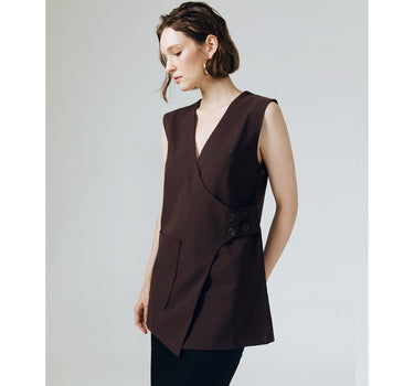 HELSEY DARK BROWN LOOSE VEST