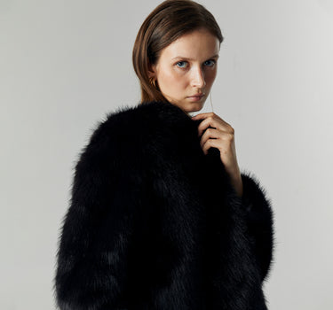 MAREN BLACK FAUX FUR COAT (PRE-ORDER)